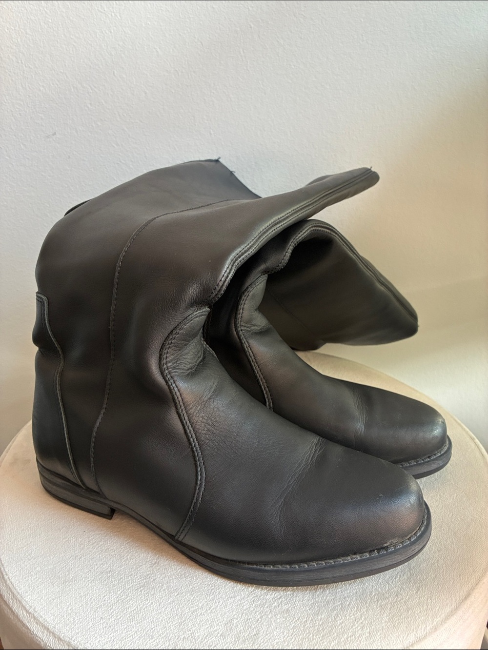 Women's Black Leather Winter Boots — Comfortable, Lined